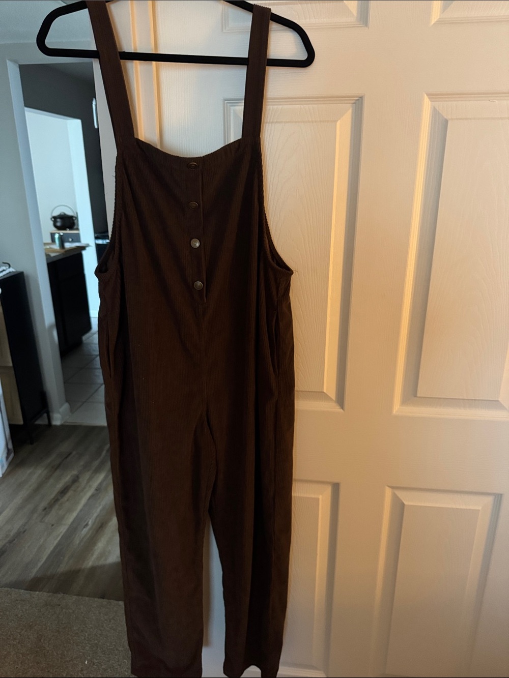 Sleeveless Dark Brown Button-Front Jumpsuit